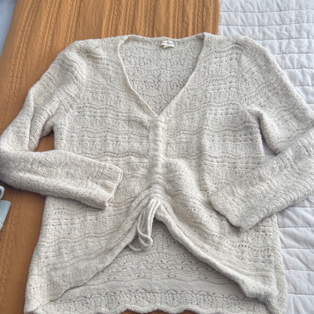 Hem & Thread Cream V-Neck Sweater